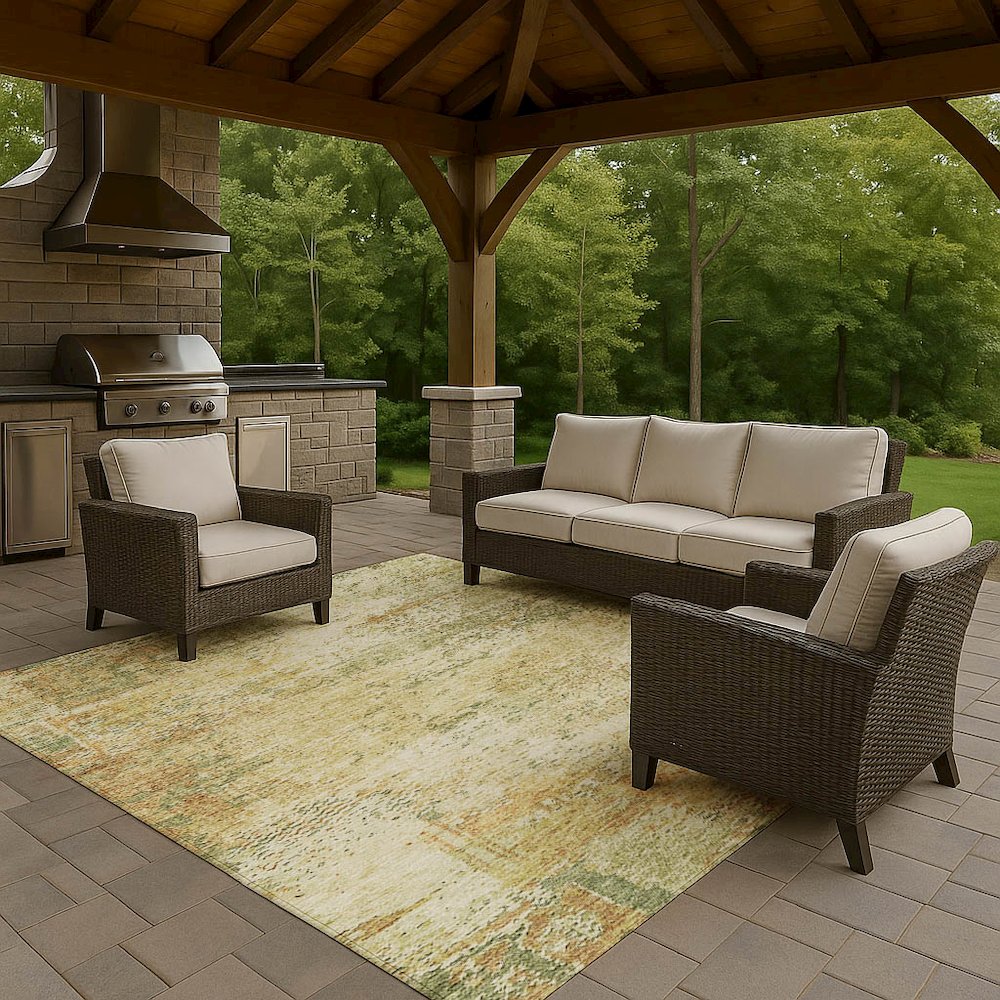 Luxury Washable Indoor/Outdoor Solace Fern 10' x 14' Rug. Picture 7