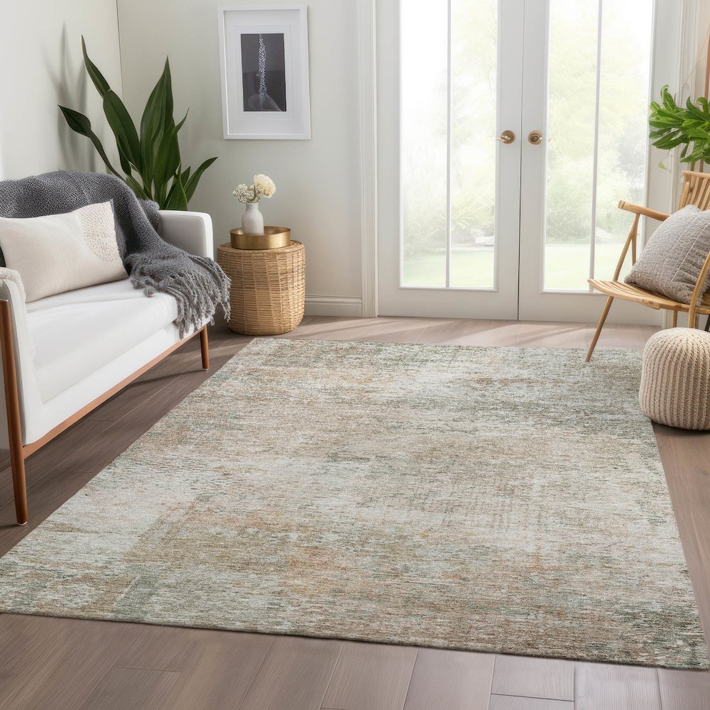 Luxury Washable Indoor/Outdoor Solace Linen 10' x 14' Rug. Picture 5