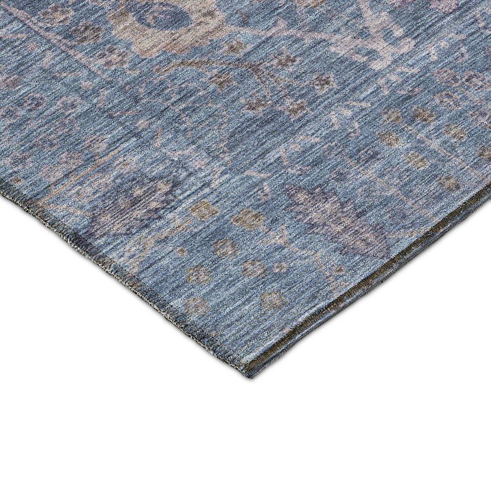Luxury Washable Indoor/Outdoor Solace Denim 8' x 8' Round Rug. Picture 2