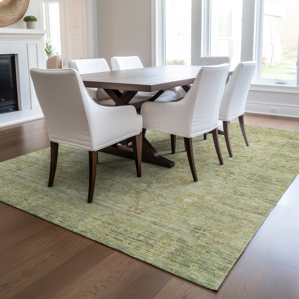 Luxury Washable Indoor/Outdoor Solace Sage 10' x 14' Rug. Picture 6