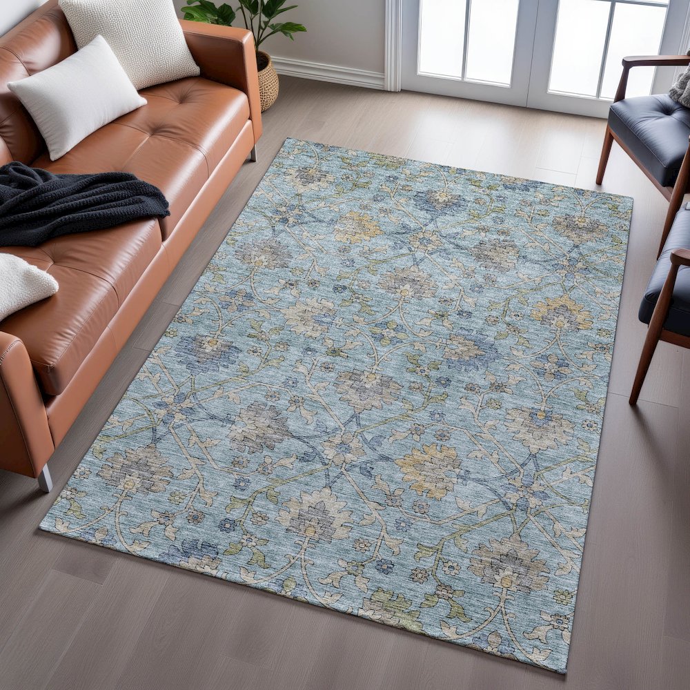 Indoor/Outdoor Silk Road Denim 9' x 12' Rug. Picture 6