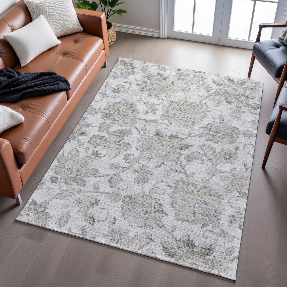 Indoor/Outdoor Silk Road Linen 9' x 12' Rug. Picture 6