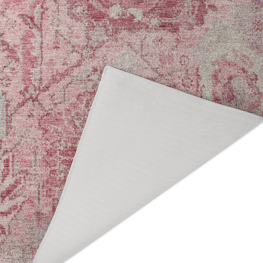 Luxury Washable Indoor/Outdoor Tabrook Pink 8' x 8' Round Rug. Picture 4