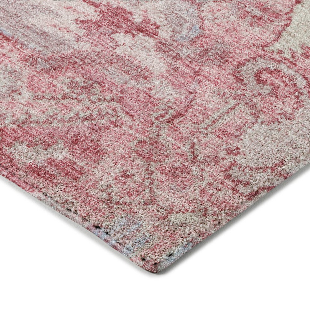 Luxury Washable Indoor/Outdoor Tabrook Pink 8' x 8' Round Rug. Picture 2
