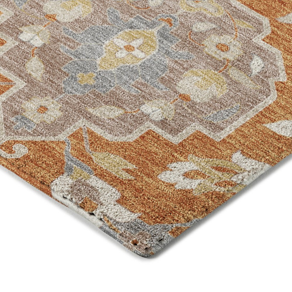 Luxury Washable Indoor/Outdoor Tabrook Copper 8' x 8' Round Rug. Picture 2