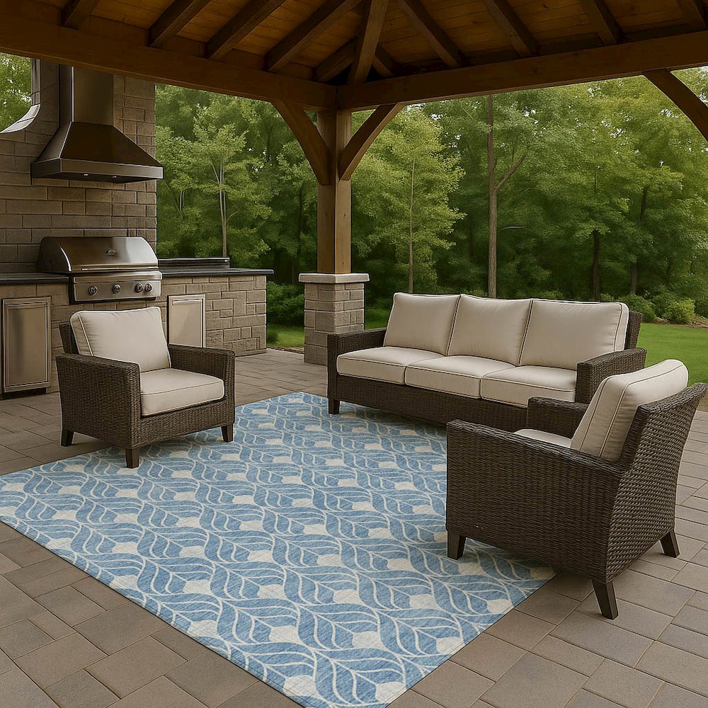 Luxury Washable Indoor/Outdoor The Reserve Denim 10' x 14' Rug. Picture 7