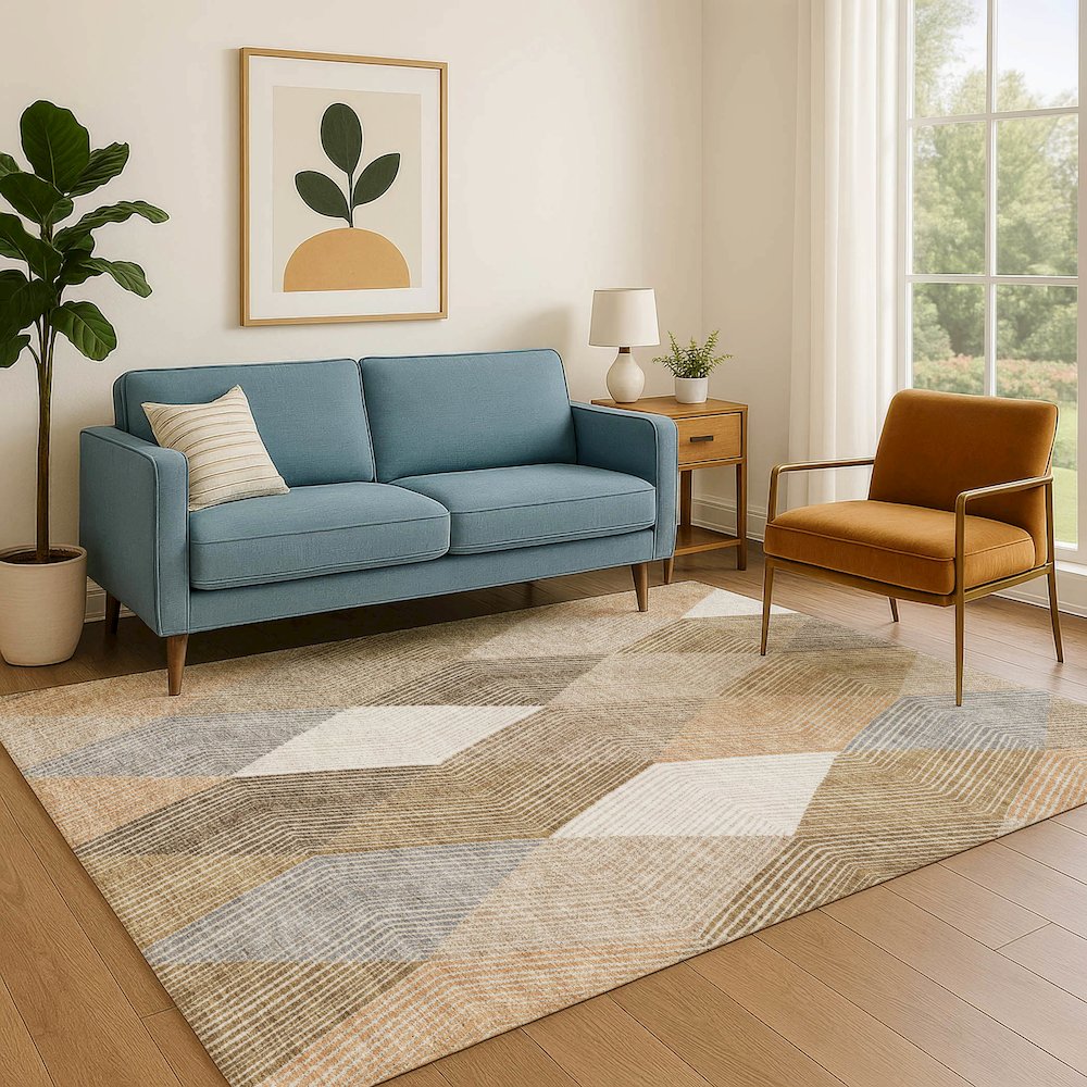Luxury Washable Indoor/Outdoor The Reserve Copper 10' x 14' Rug. Picture 6