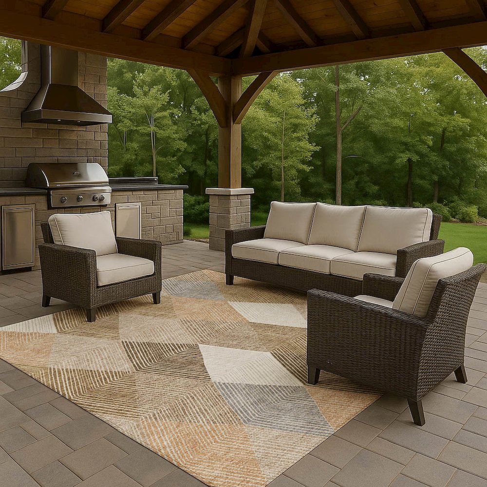 Luxury Washable Indoor/Outdoor The Reserve Copper 10' x 14' Rug. Picture 7