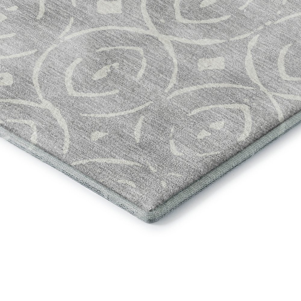 Luxury Washable Indoor/Outdoor The Reserve Silver 8' x 8' Round Rug. Picture 2