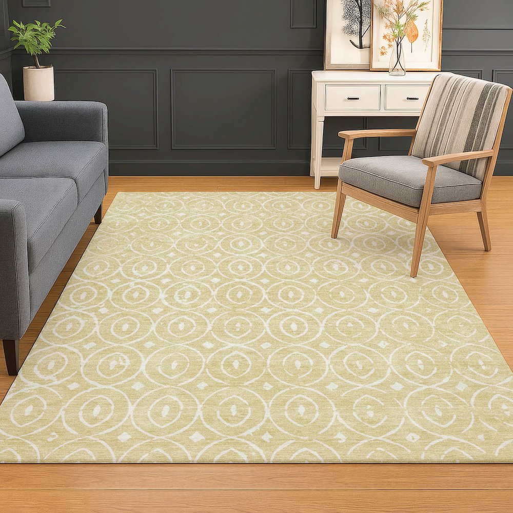 Luxury Washable Indoor/Outdoor The Reserve Wheat 10' x 14' Rug. Picture 5