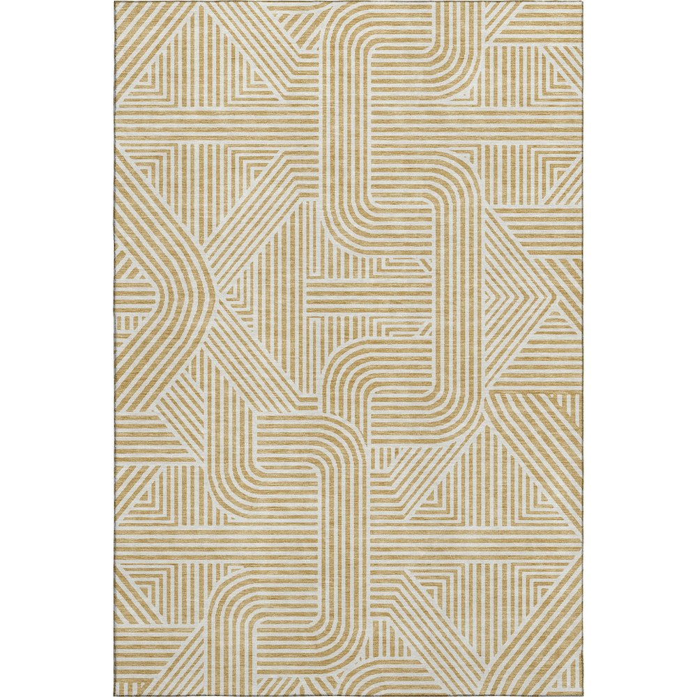 Luxury Washable Indoor/Outdoor The Reserve Gold 10' x 14' Rug. Picture 1