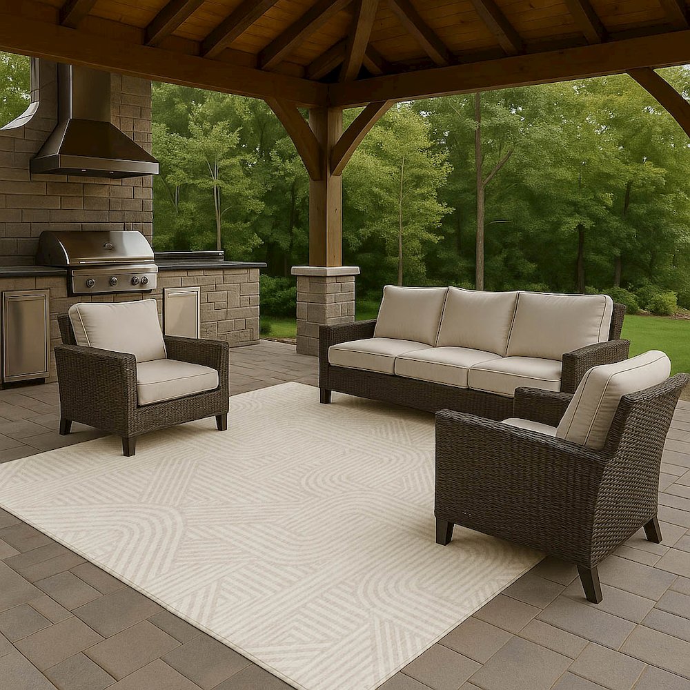 Luxury Washable Indoor/Outdoor The Reserve Linen 10' x 14' Rug. Picture 7