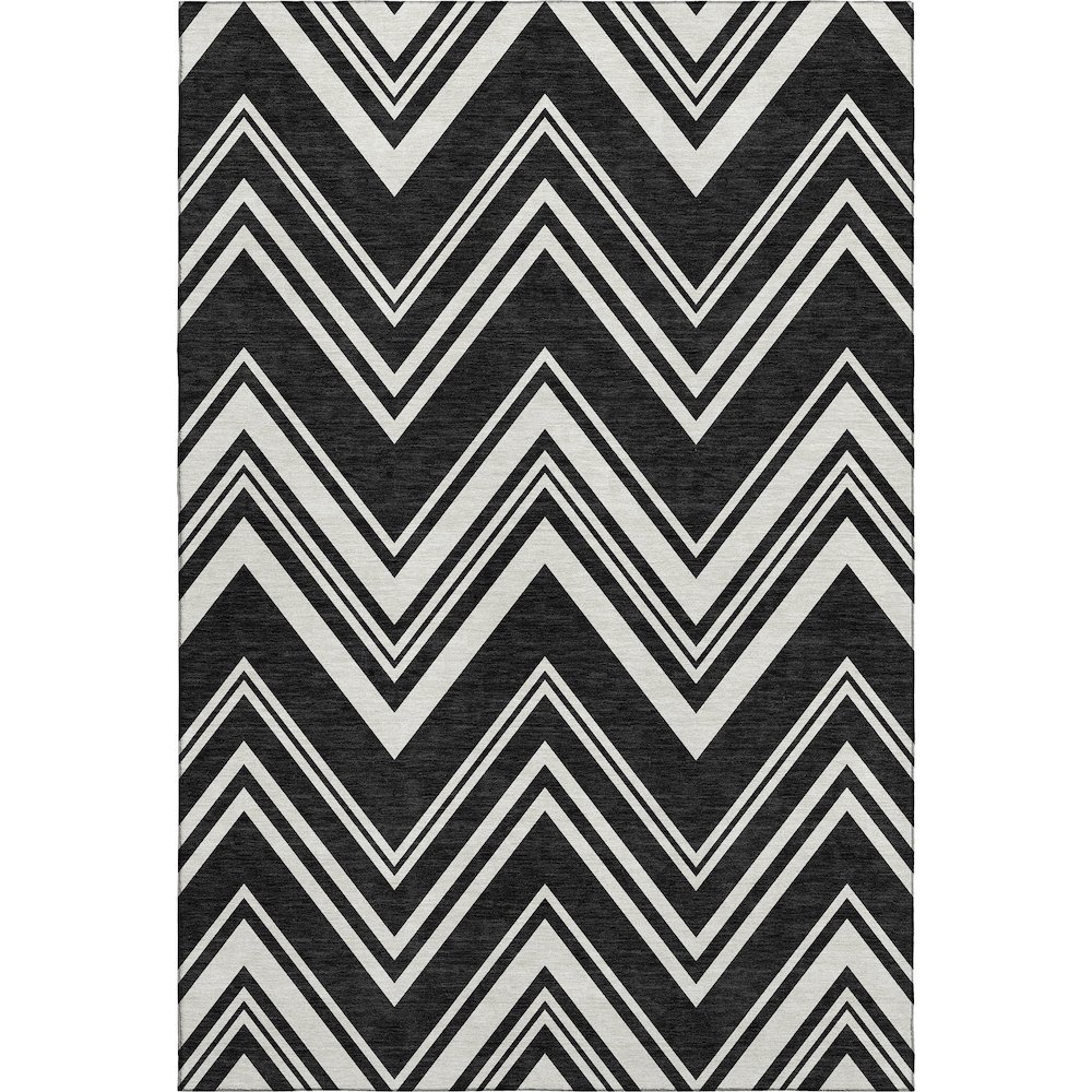 Luxury Washable Indoor/Outdoor The Reserve Black 10' x 14' Rug. Picture 1