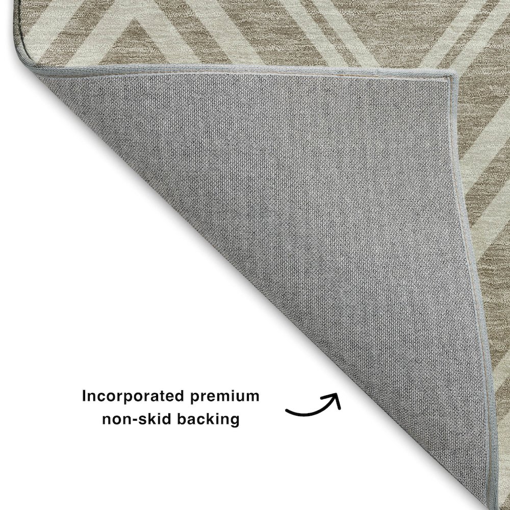 Luxury Washable Indoor/Outdoor The Reserve Khaki 8' x 8' Round Rug. Picture 4