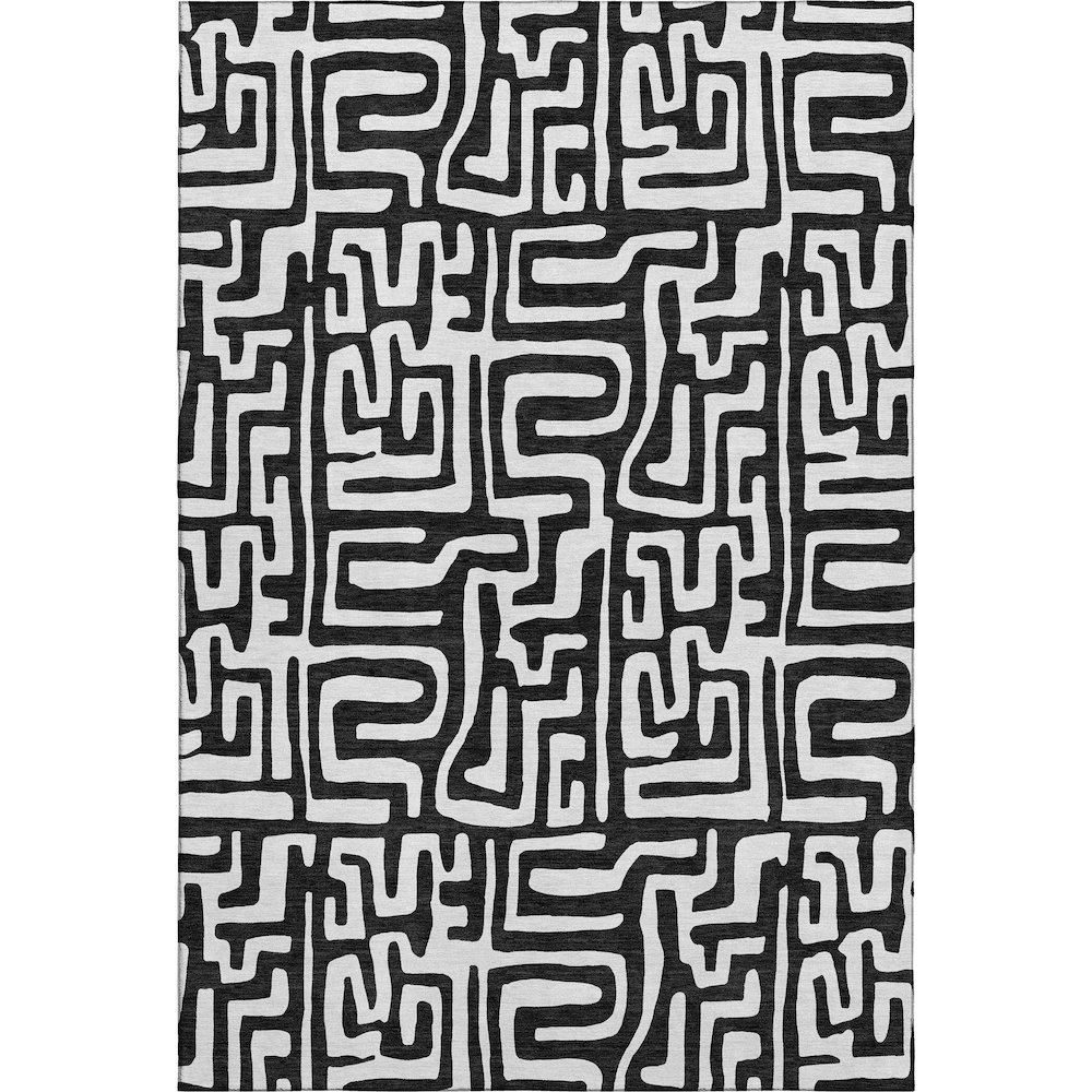 Luxury Washable Indoor/Outdoor The Reserve Black 10' x 14' Rug. Picture 1