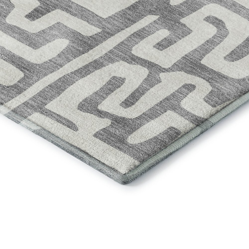 Luxury Washable Indoor/Outdoor The Reserve Gray 8' x 8' Round Rug. Picture 2