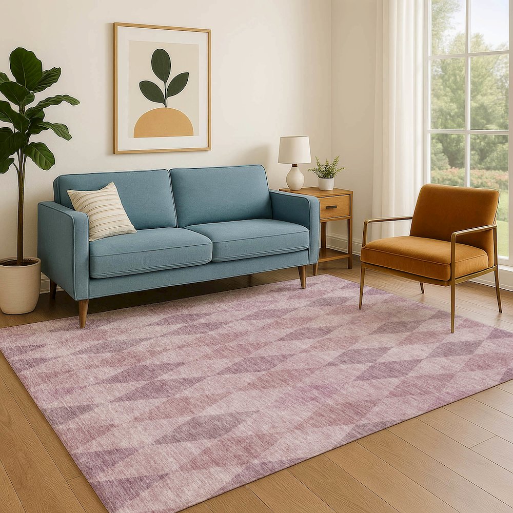 Luxury Washable Indoor/Outdoor The Reserve Blush 10' x 14' Rug. Picture 6