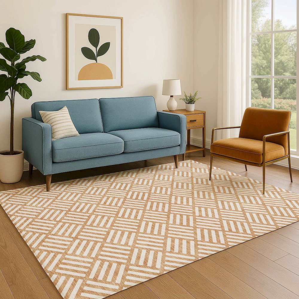 Luxury Washable Indoor/Outdoor The Reserve Copper 10' x 14' Rug. Picture 6