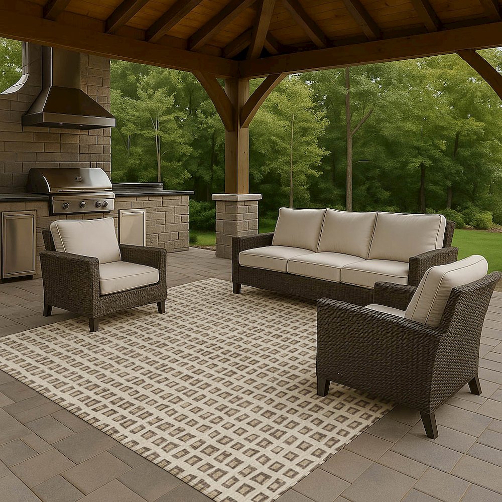 Luxury Washable Indoor/Outdoor The Reserve Brown 10' x 14' Rug. Picture 7