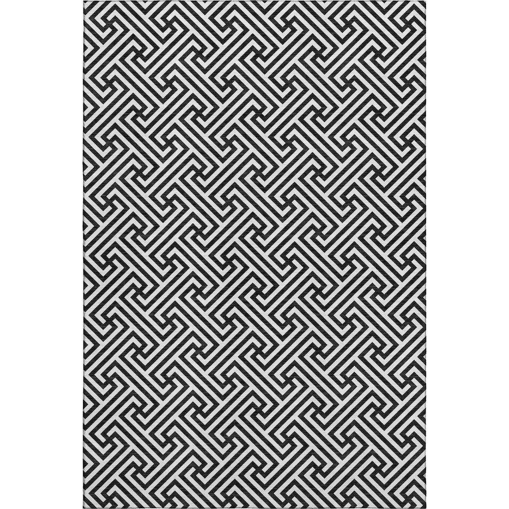 Luxury Washable Indoor/Outdoor The Reserve Black 10' x 14' Rug. Picture 1