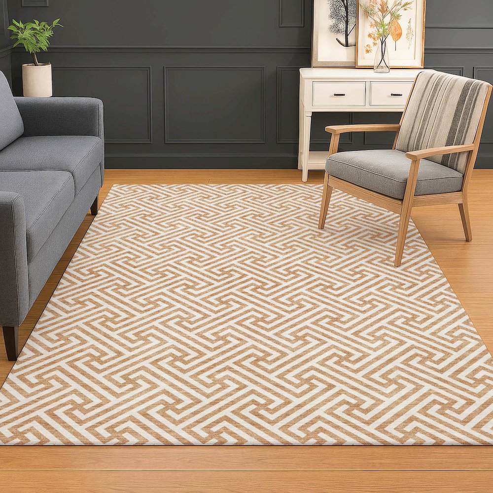 Luxury Washable Indoor/Outdoor The Reserve Copper 10' x 14' Rug. Picture 5