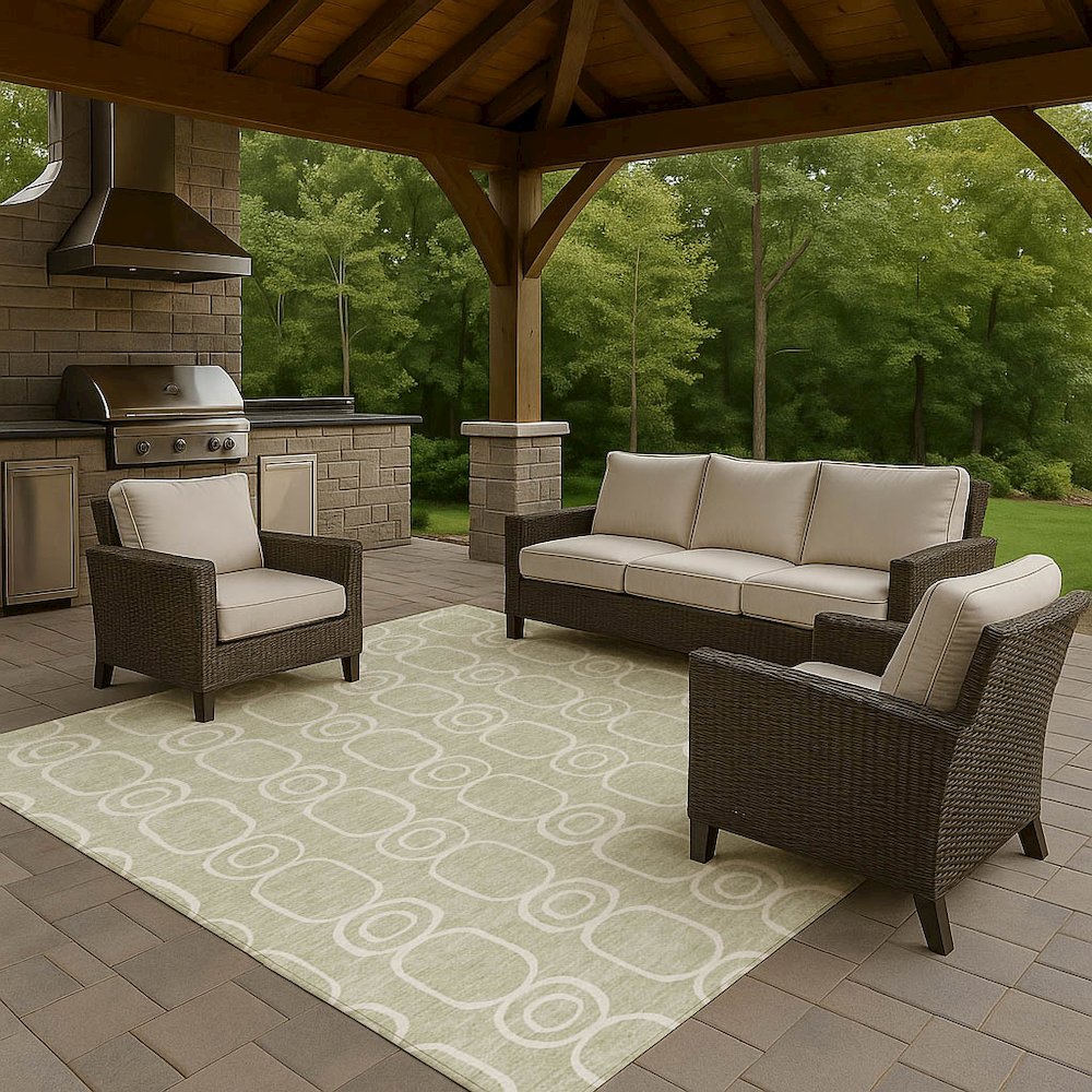 Luxury Washable Indoor/Outdoor The Reserve Celery 10' x 14' Rug. Picture 7