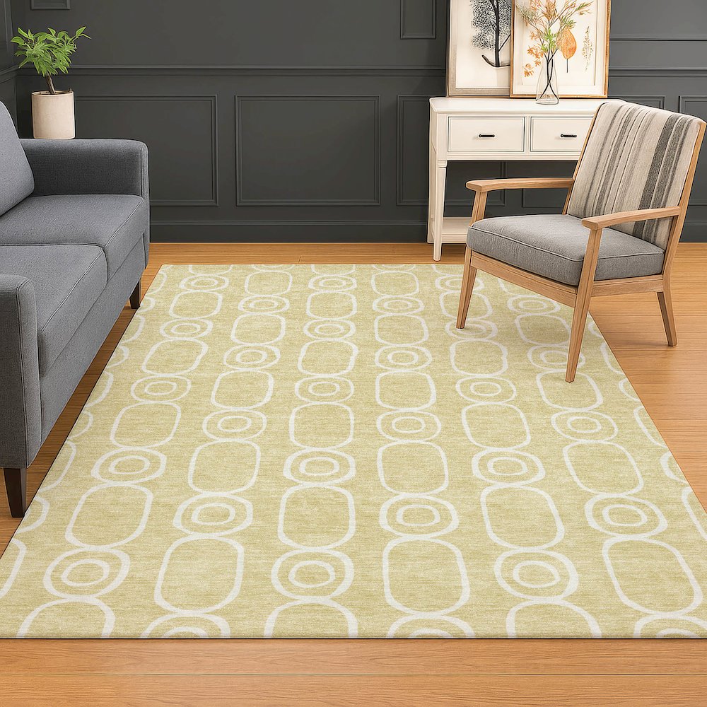 Luxury Washable Indoor/Outdoor The Reserve Wheat 10' x 14' Rug. Picture 5