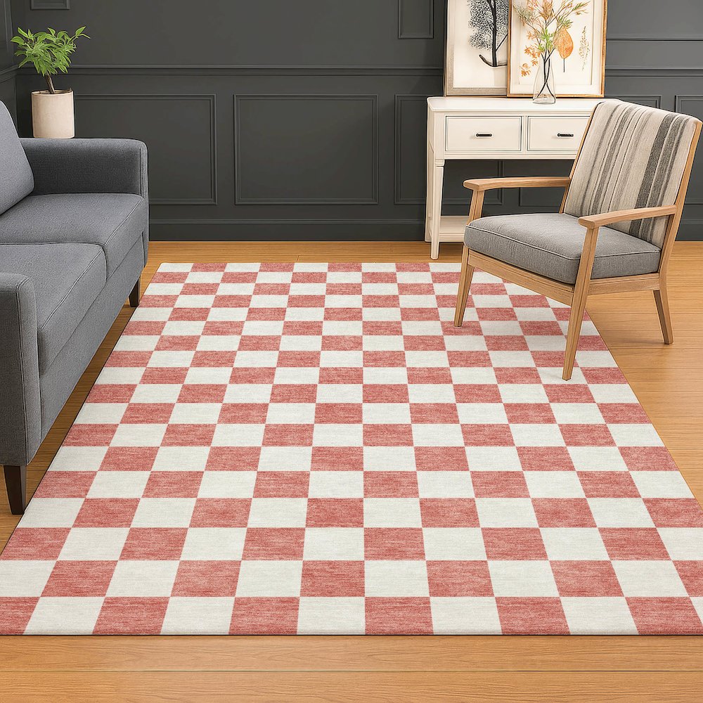 Luxury Washable Indoor/Outdoor The Reserve Coral 10' x 14' Rug. Picture 5