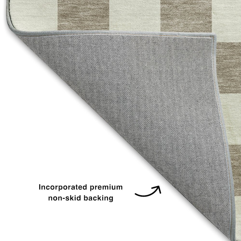 Luxury Washable Indoor/Outdoor The Reserve Khaki 8' x 8' Round Rug. Picture 4