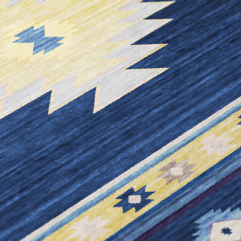 Indoor/Outdoor Sonora ASO34 Blue Washable 8' x 8' Round Rug. Picture 7