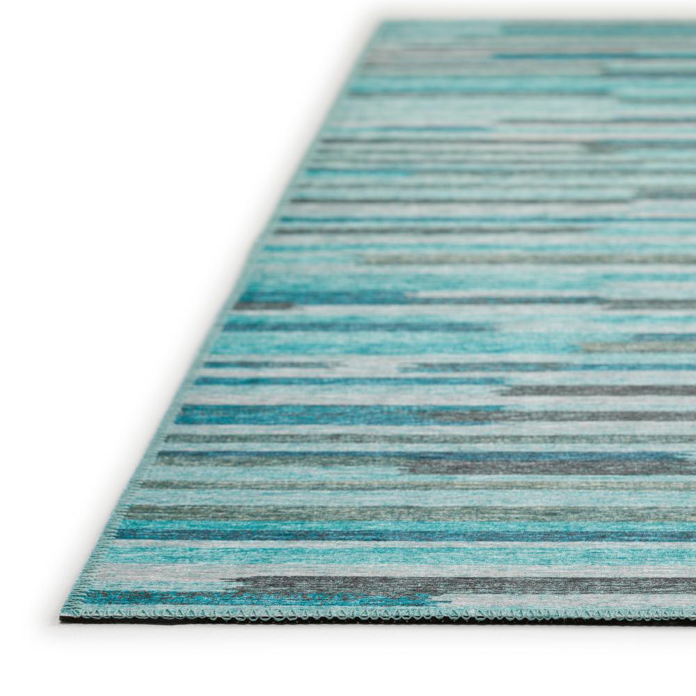 Yuma Turquoise Transitional Striped 5' x 7'6" Area Rug Turquoise AYU38. Picture 3