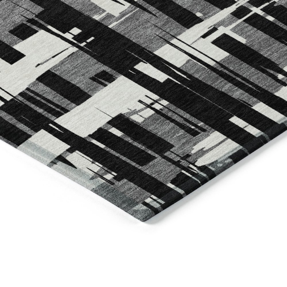 Machine Washable Indoor/Outdoor Chantille Black 8' x 10' Rug. Picture 3