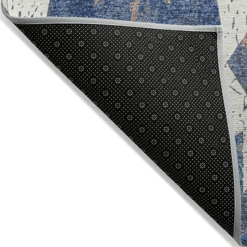 Machine Washable Indoor/Outdoor Chantille Blue 8' x 10' Rug. Picture 2