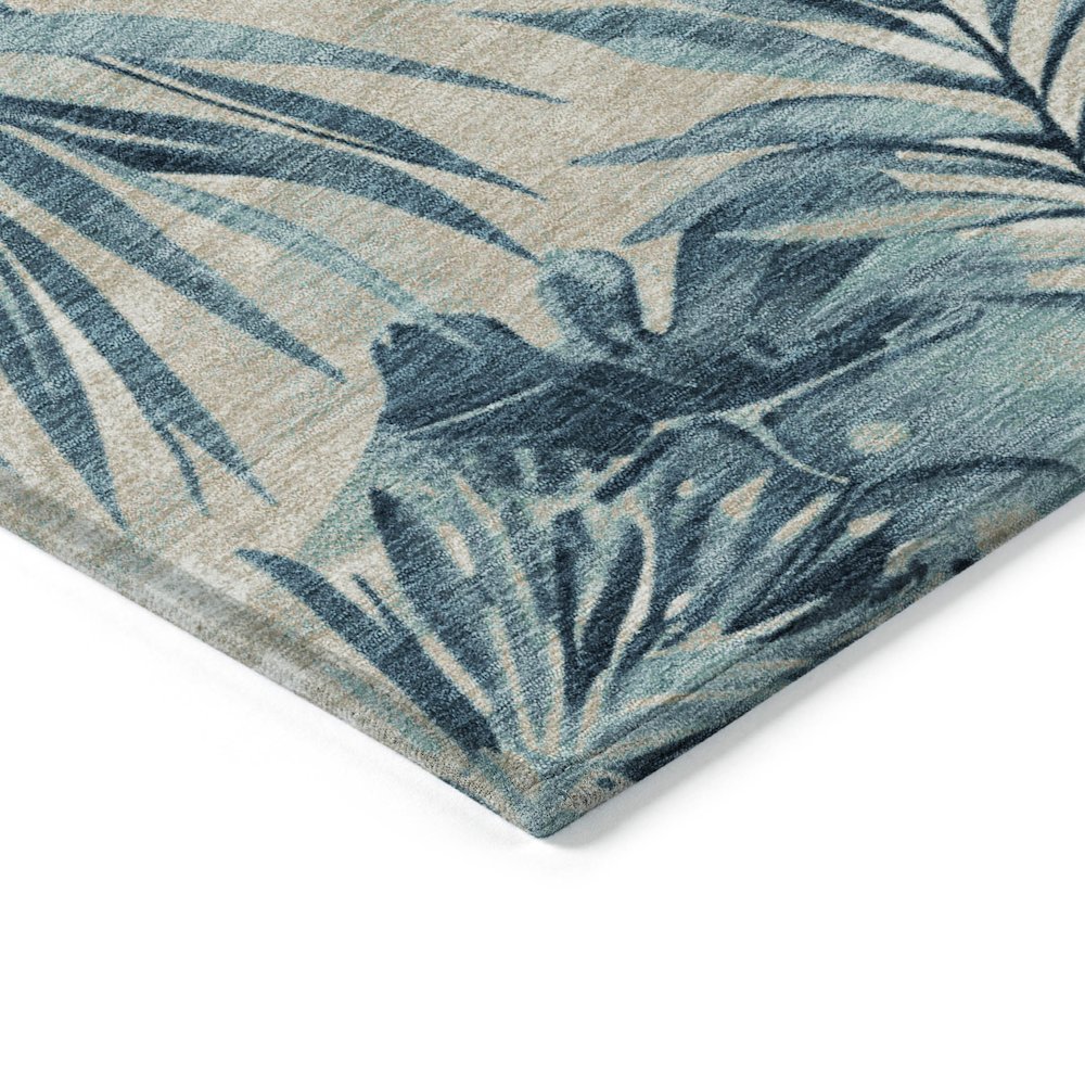 Machine Washable Indoor/Outdoor Chantille Teal 8' x 10' Rug. Picture 3