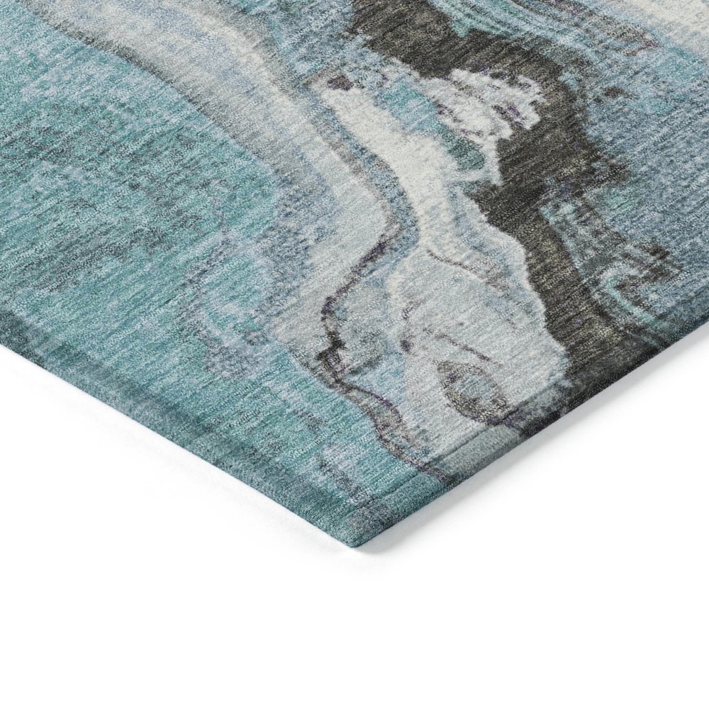 Machine Washable Indoor/Outdoor Chantille Teal 8' x 10' Rug. Picture 3