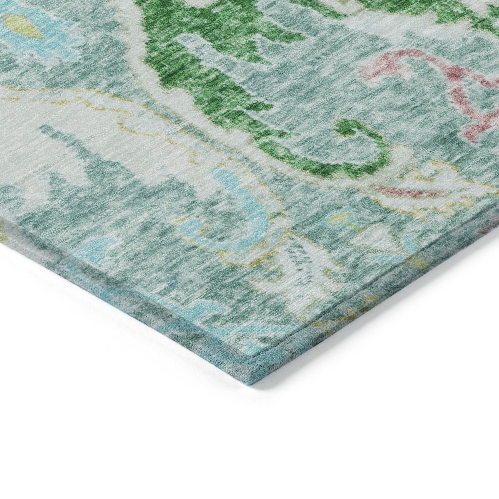 Machine Washable Indoor/Outdoor Chantille Teal 8' x 10' Rug. Picture 3