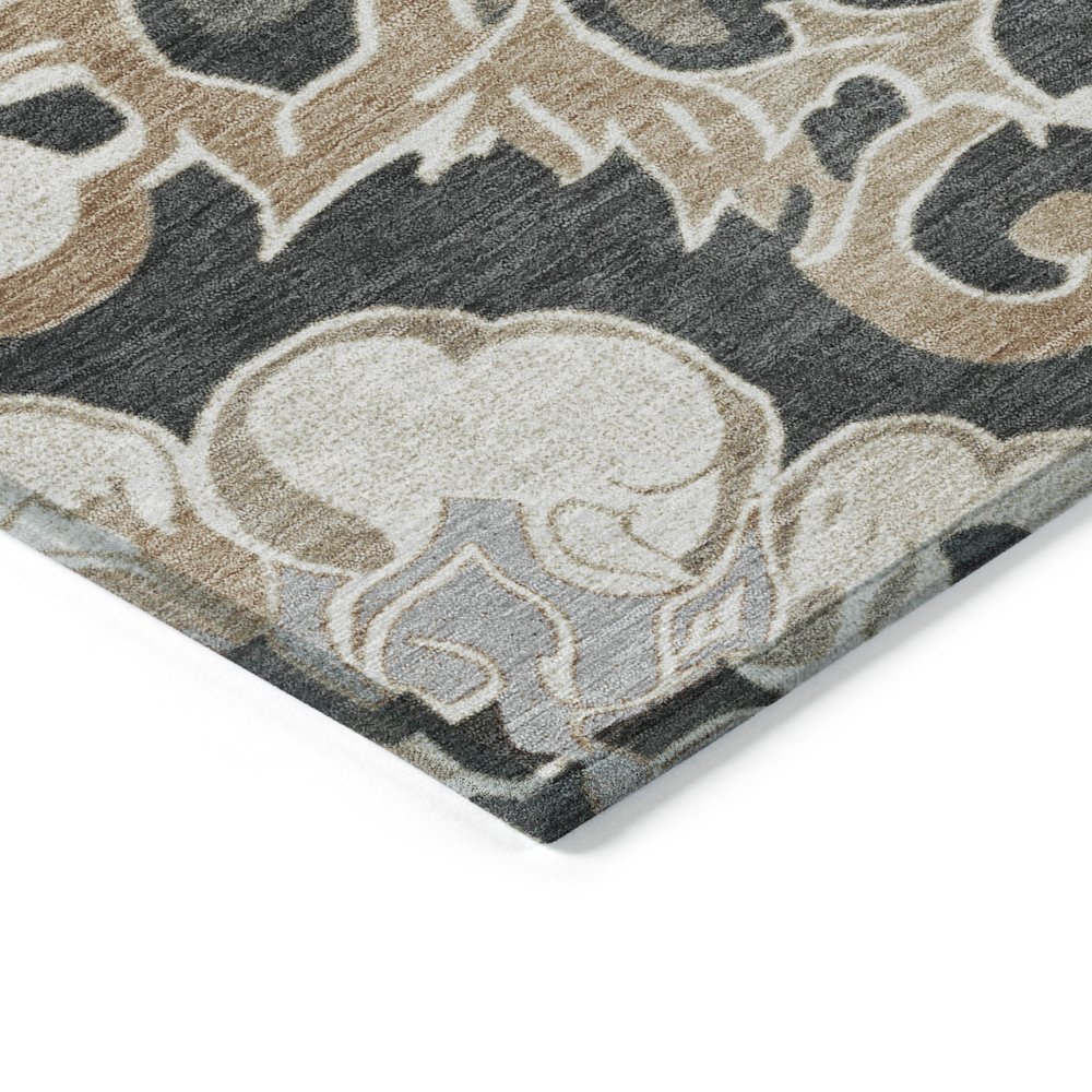 Machine Washable Indoor/Outdoor Chantille Charcoal 8' x 10' Rug. Picture 3