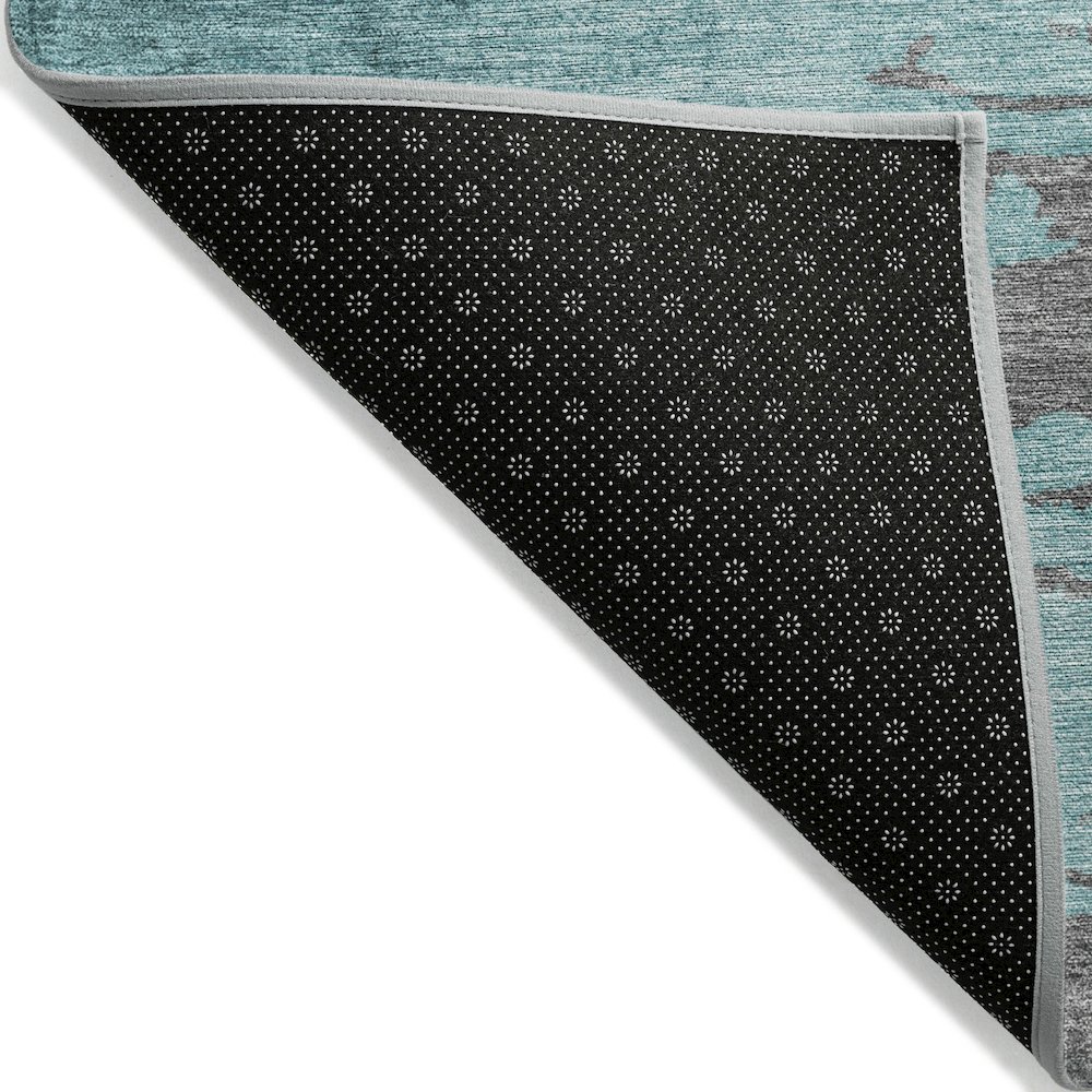 Machine Washable Indoor/Outdoor Chantille Teal 8' x 10' Rug. Picture 2
