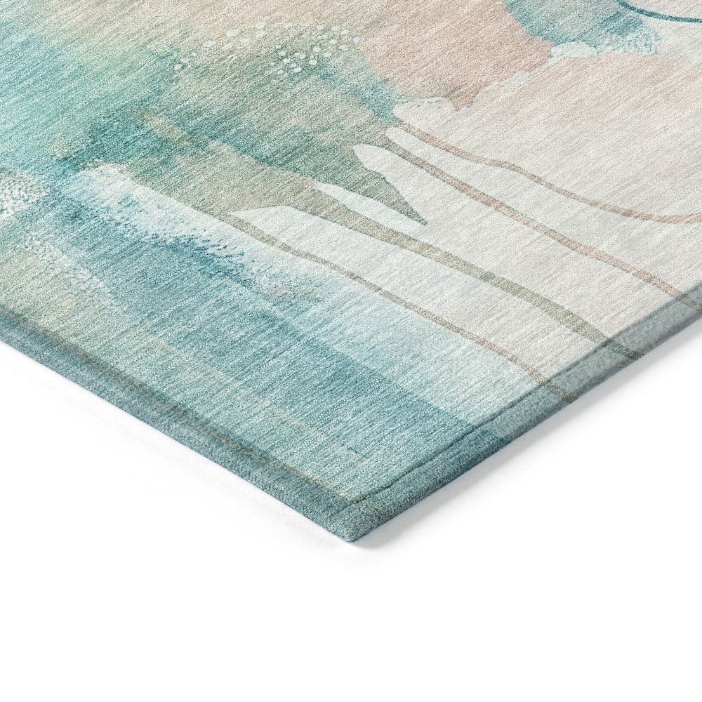 Machine Washable Indoor/Outdoor Chantille ACN2019 Turquoise 8' x 10' Rug. Picture 3