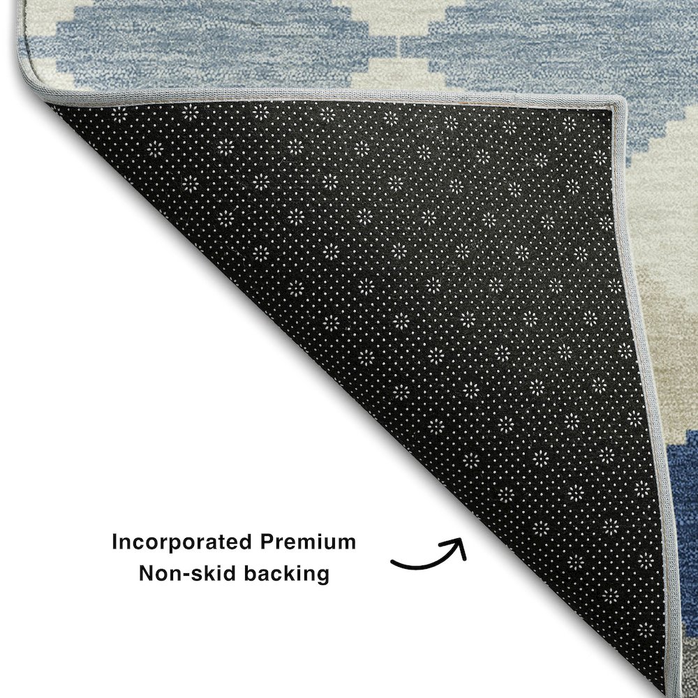 Premium Machine Washable Mayfield AMF1007 Navy 8' x 10' Rug. Picture 2