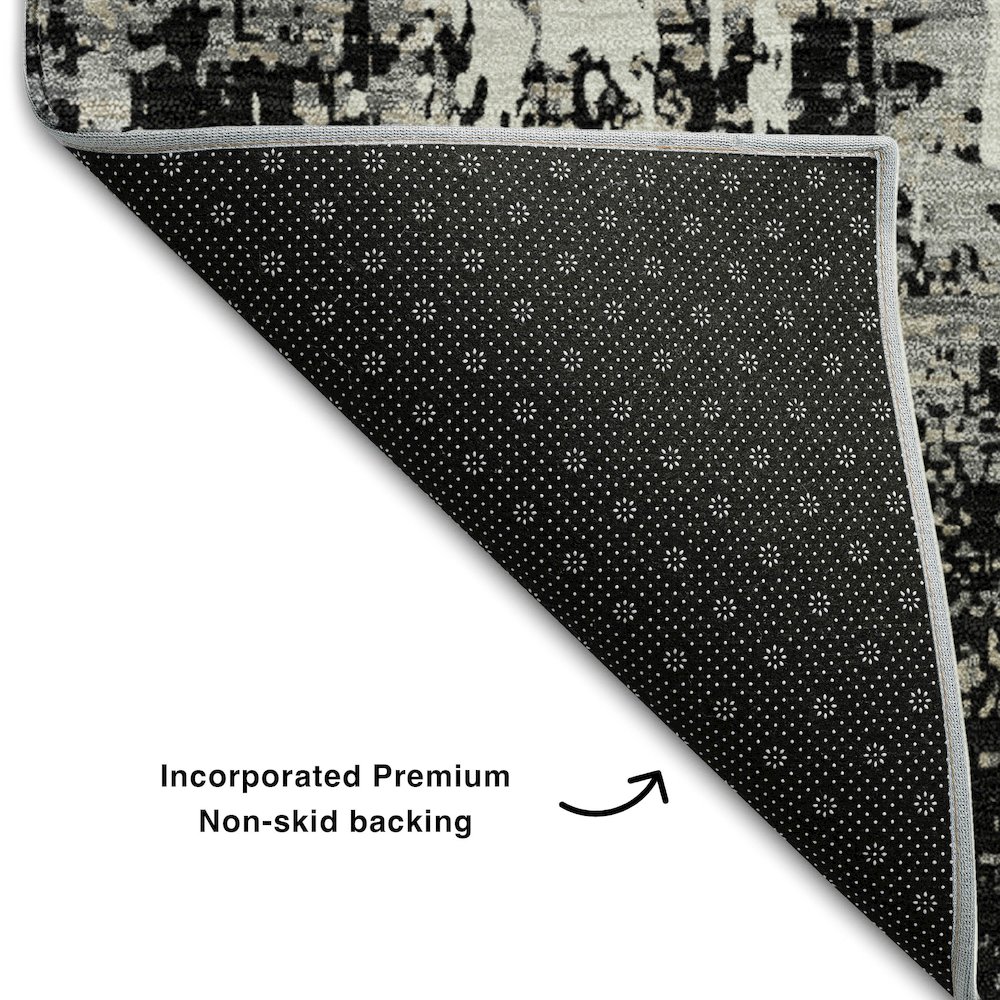 Premium Machine Washable Mayfield AMF1008 Black 8' x 10' Rug. Picture 2