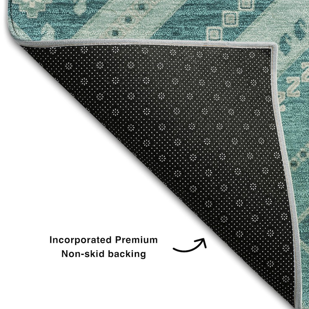 Premium Machine Washable Mayfield AMF1010 Teal 8' x 10' Rug. Picture 2