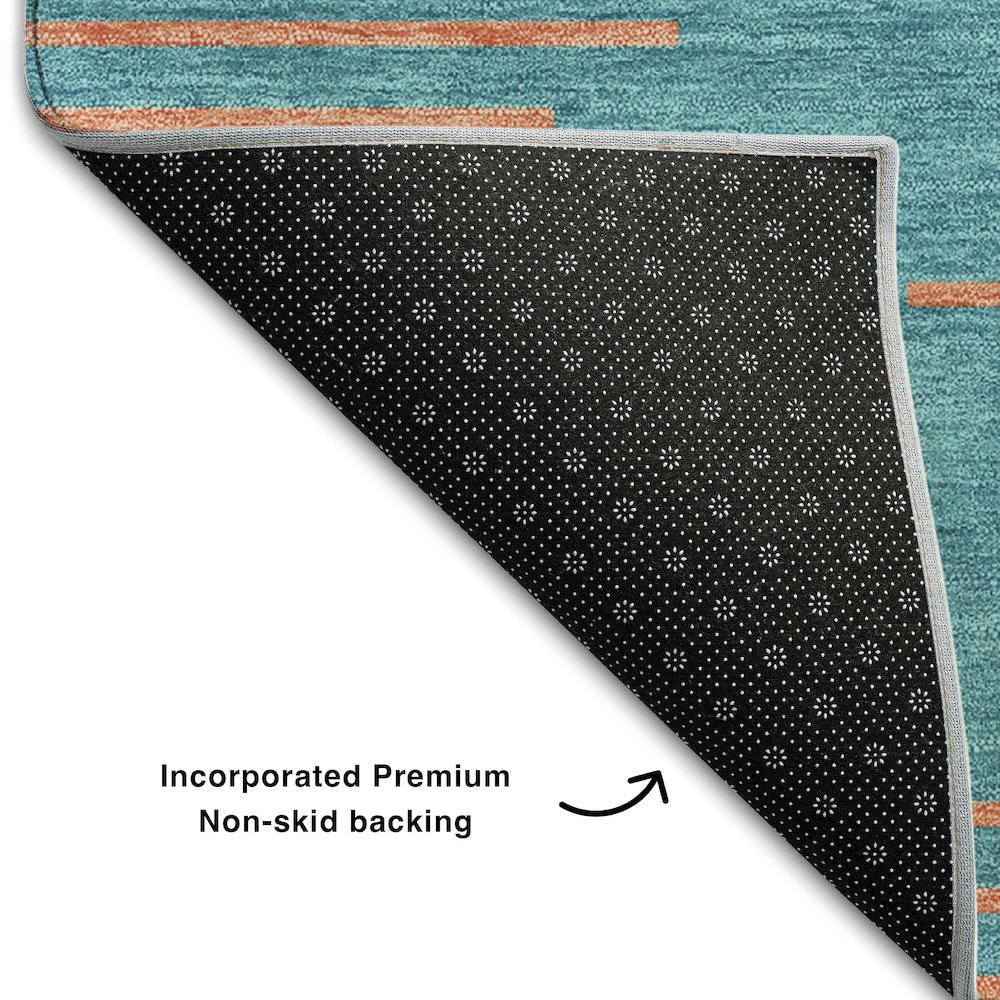Premium Machine Washable Mayfield AMF1017 Teal 8' x 10' Rug. Picture 2