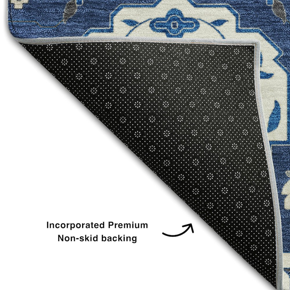 Premium Machine Washable Mayfield AMF1026 Navy 8' x 10' Rug. Picture 2