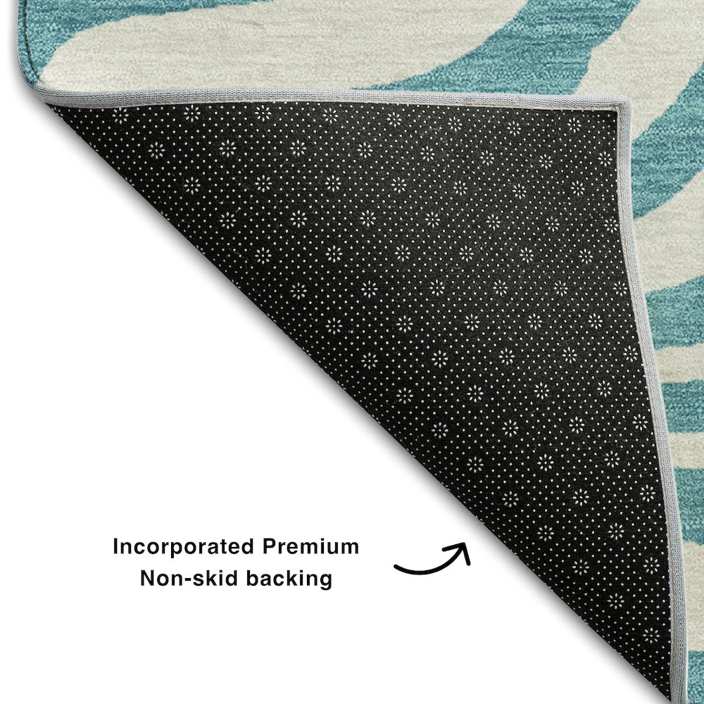 Premium Machine Washable Mayfield AMF1042 Teal 8' x 10' Rug. Picture 2