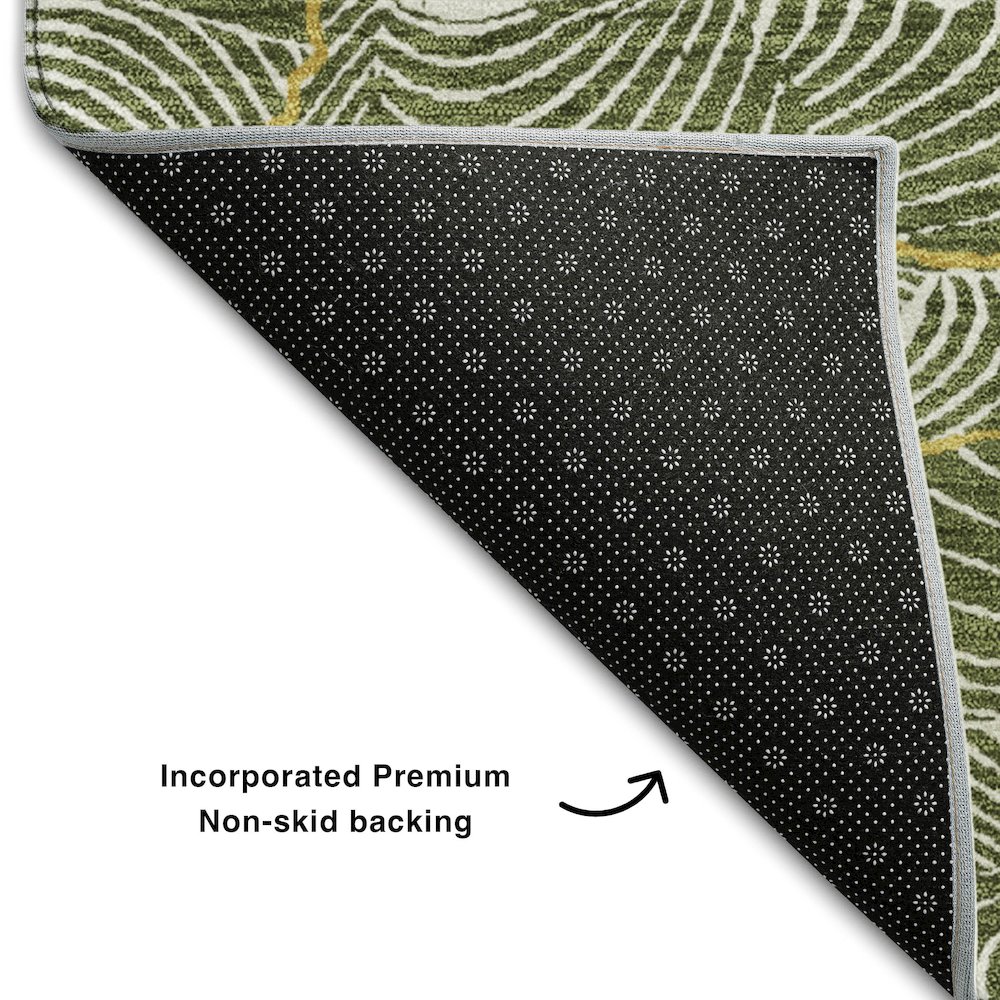 Premium Machine Washable Mayfield AMF1048 Olive 8' x 10' Rug. Picture 2