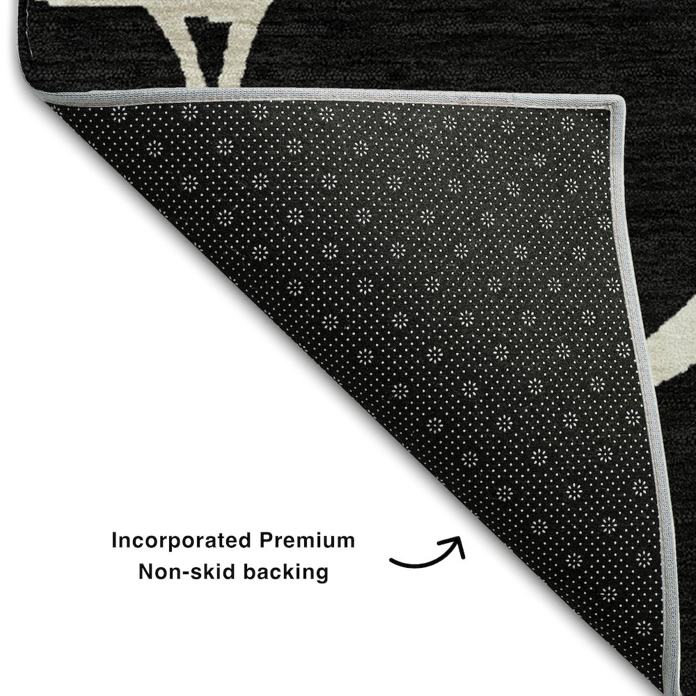 Premium Machine Washable Mayfield AMF1049 Black 8' x 10' Rug. Picture 2