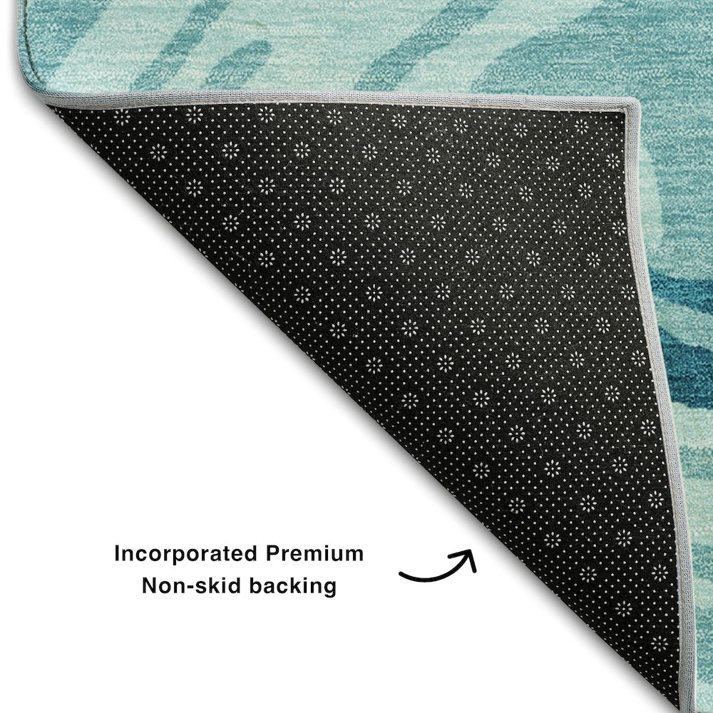 Premium Machine Washable Mayfield AMF1051 Turquoise 8' x 10' Rug. Picture 2