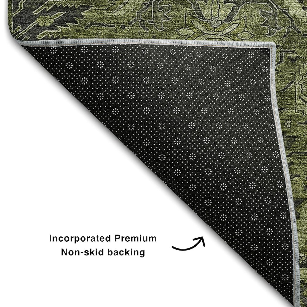 Premium Machine Washable Mayfield AMF1082 Olive 8' x 10' Rug. Picture 2