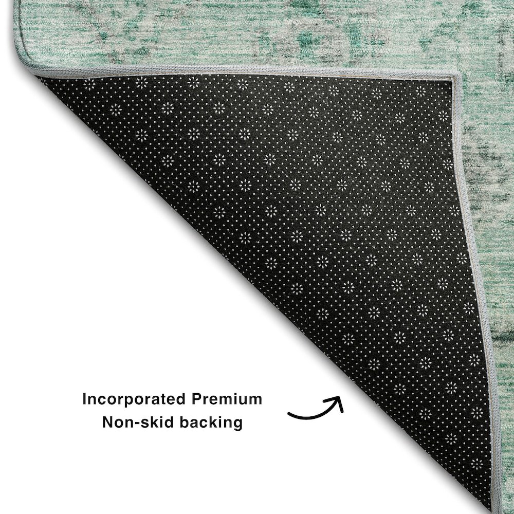 Premium Machine Washable Mayfield AMF1110 Teal 8' x 10' Rug. Picture 2